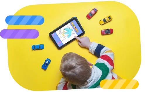 Child playing with a tablet