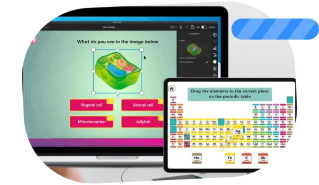 Interactive educational games created with ZenCreate, featuring biology and chemistry quizzes.